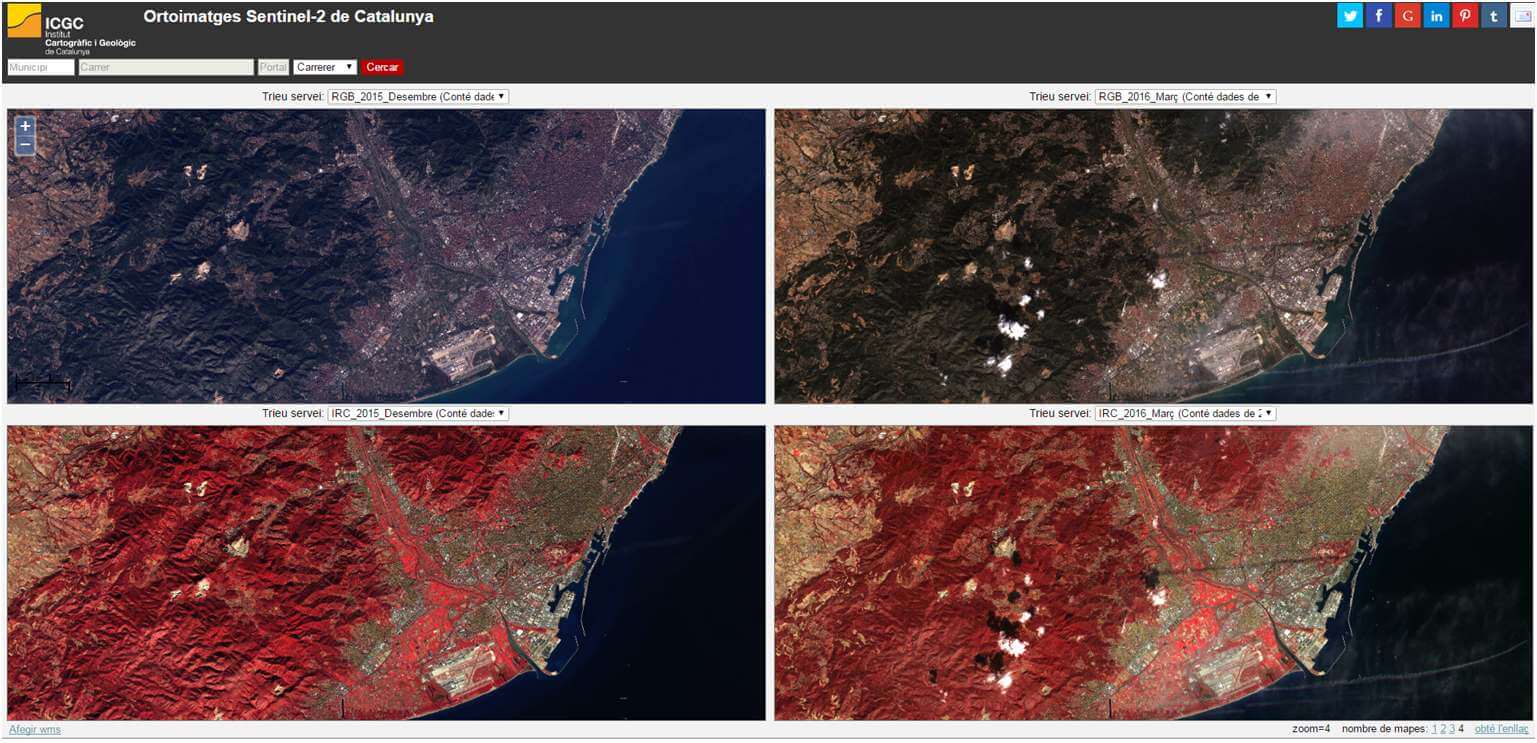 Ortoimágenes Sentinel-2 procesadas para Catalunya