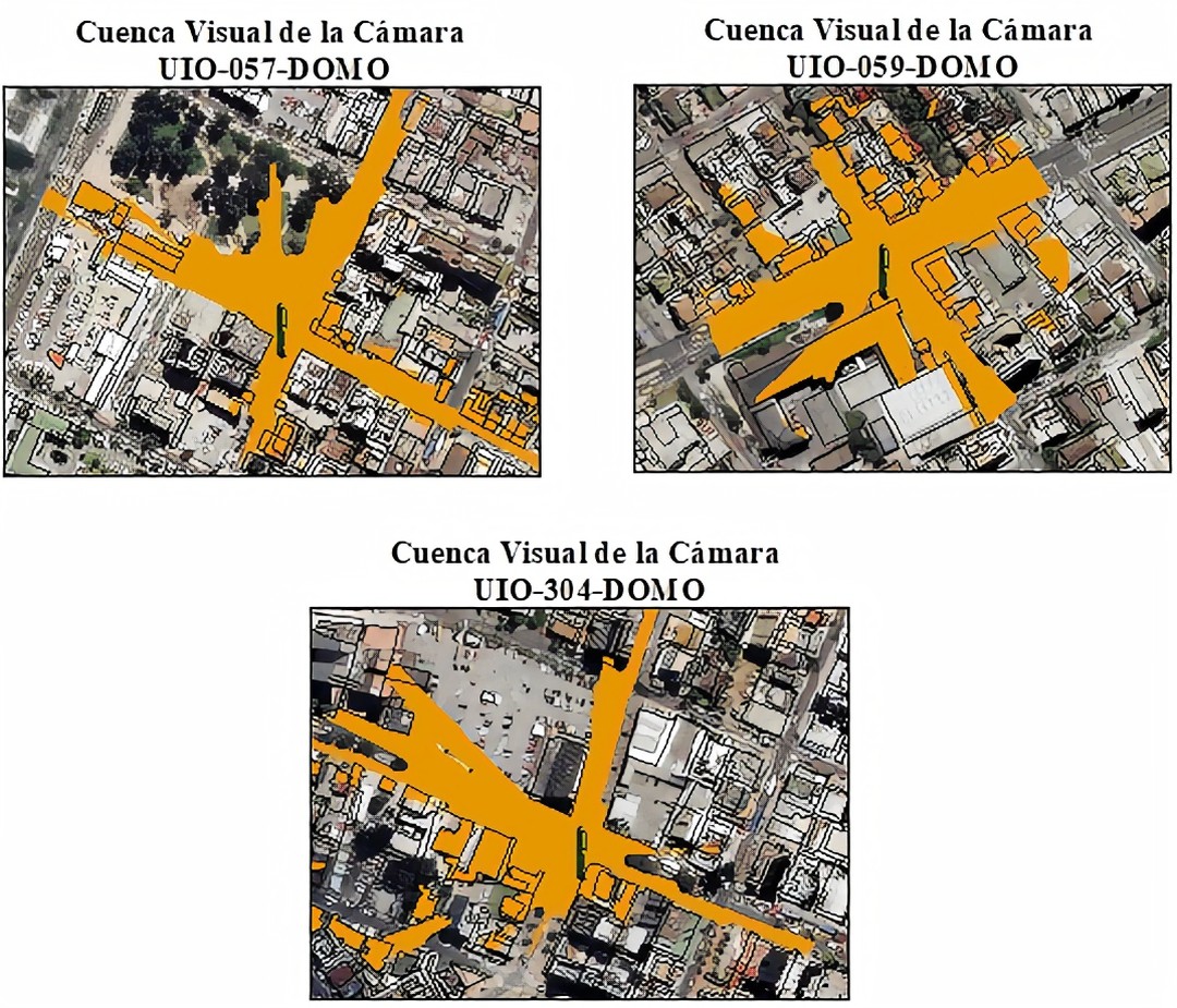 Ejemplificación de las áreas visuales de las cámaras de videovigilancia