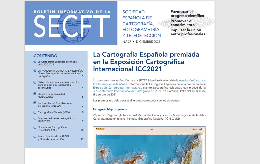 Portada del boletín informativo de la SECFT